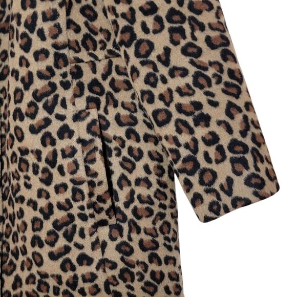 Talbots Plus Wool Leopard Print Coat Zip Front Mid Length Animal Print Chic 16W - Picture 5 of 16